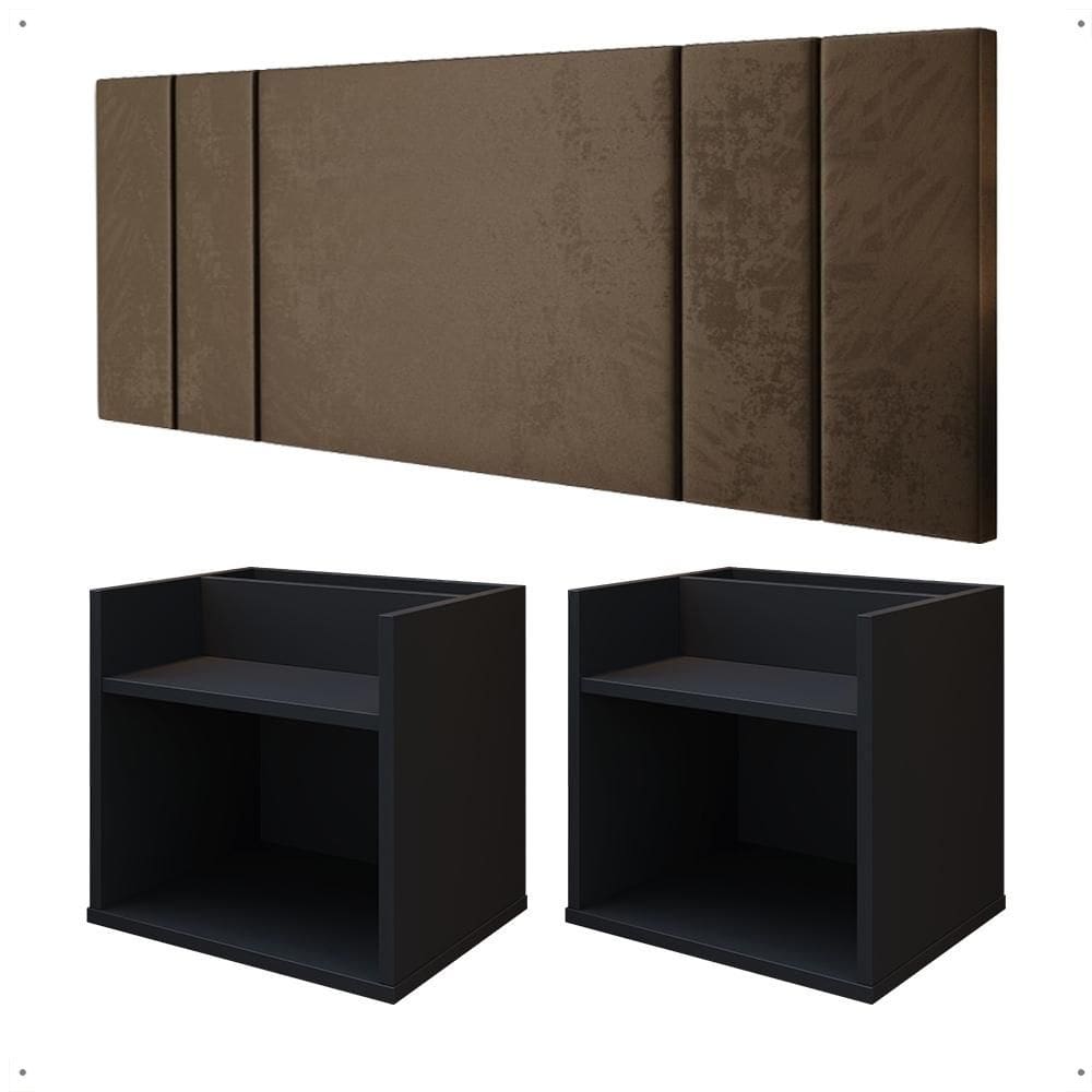 Kit 2 Mesinha Pequena Suspensa Madri Apoio Lateral Cabeceira Moderna Cama Box Casal Queen 1,60 Luana