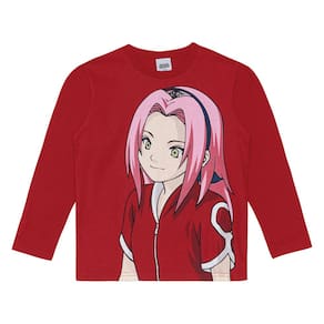 Camiseta infantil unissex Naruto Brandili Bordô