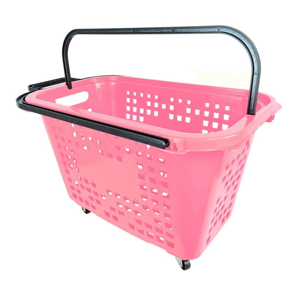 Cesta De Compras Com Rodas 40L Rosa