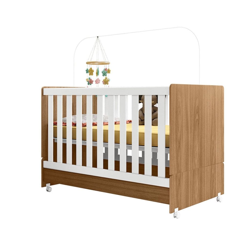 Berço Mini Cama 2 Em 1 Quarto Infantil Bebê 4 Rodinhas/Rodízios Encanto