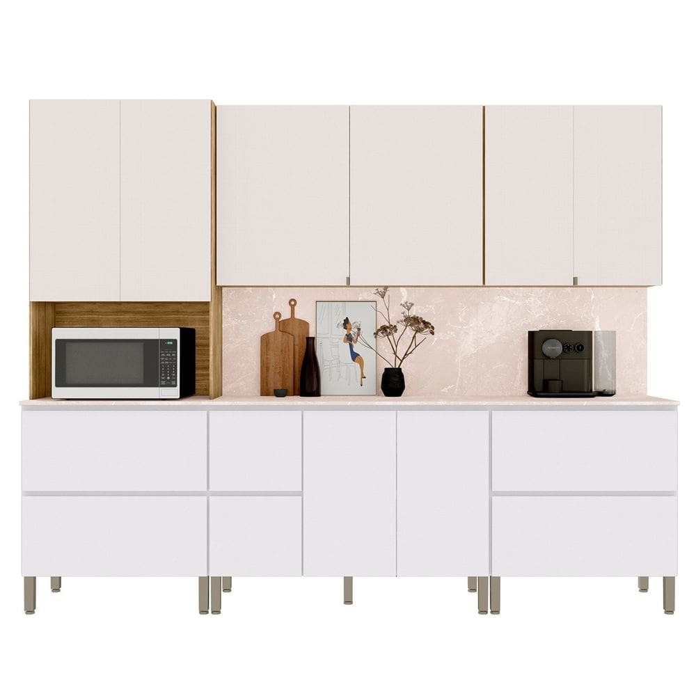 Armário de Cozinha CP03 Com Tampo 120cm Minsk K02 Branco/Soft - Mpozenato