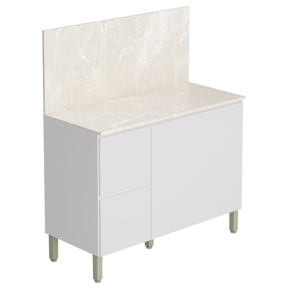 Balcão de Cozinha Com Tampo 120cm 3 Portas Minsk K02 Branco - Mpozenato