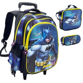 Mochila Rodinha + lancheira térmica + estojo - Batman 3D