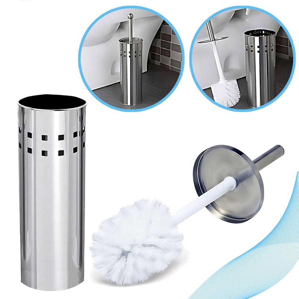 Escova Sanitária Cerdas Flexíveis Suporte Inox Anti Ferrugem Elegante Decoração Banheiro