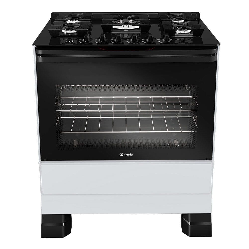 Fogão a Gás 5 Bocas Mueller, Bivolt, Mesa de Vidro MFV5BF