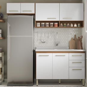Kit Balcão 1,20 Sem Tampo Miss E Aéreo Dama Amêndola Touch-branco