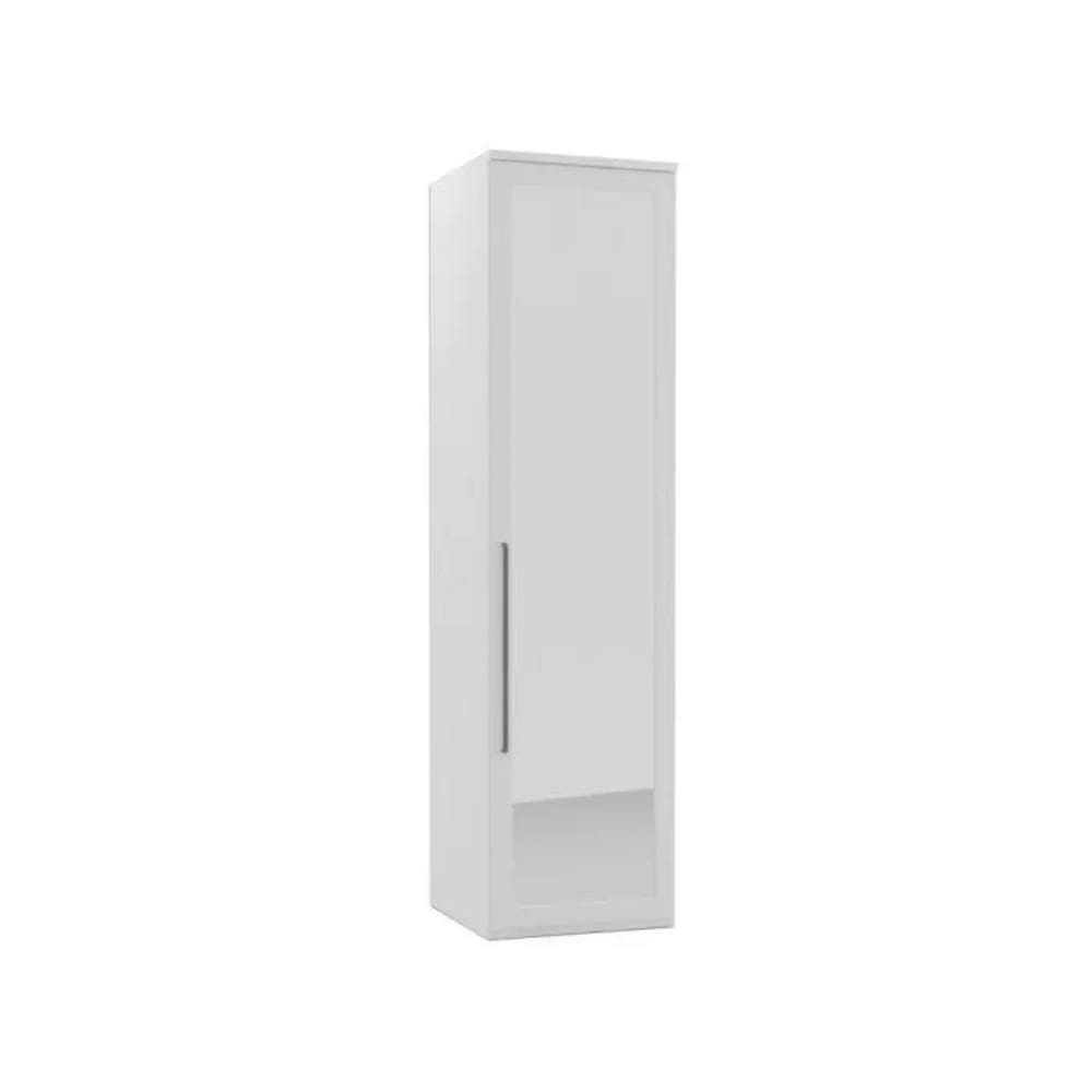 Armário Modulado Premium 61cm 1 Porta 3 Gavetas Cabideiro E Prateleiras Com Espelho Branco
