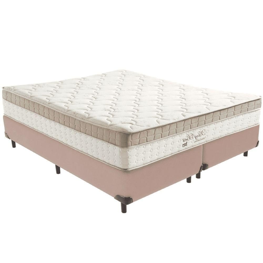 Cama Box Bege E Colchão King Best Molas Ensacadas Queen 158x198x33 Anjos