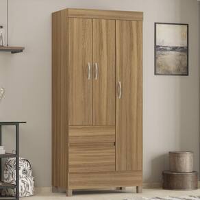Guarda Roupa Solteiro 3 Portas E 2 Gavetas Castro Amêndola Touch