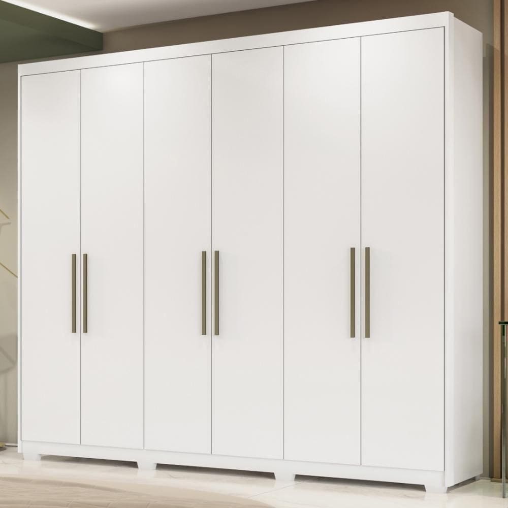Guarda Roupa Casal 6 Portas E 3 Gavetas Sumatra Branco Branco