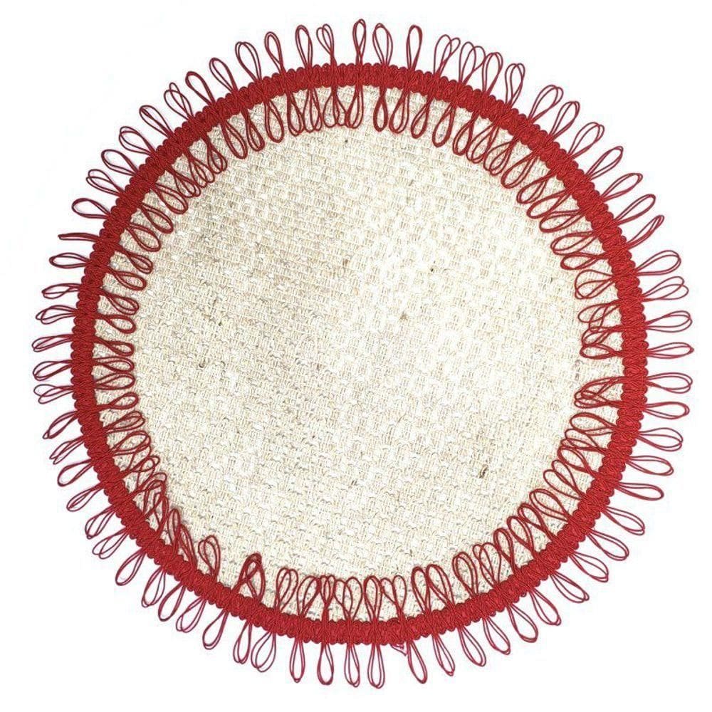 Kit 2 Sousplat Liz De Juta Sustentável Vermelho Ii 40cmx40cm vermelho