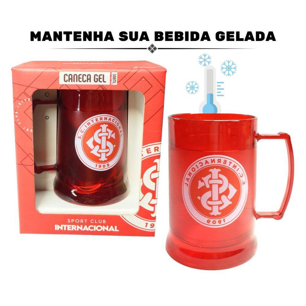 Caneca Copo Gel 300Ml Vermelho Isolante Térmico Chopp