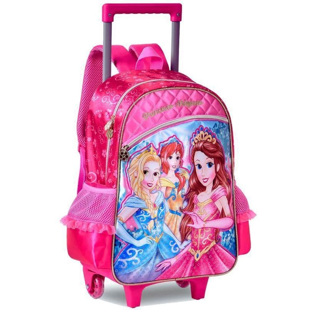 Mochila Escolar Princesas Mágicas Rodinha 2 Em 1 Tam G