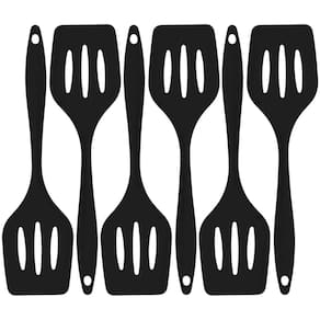 Espatula De Silicone Vazada Preta Grande Kit 06 Un