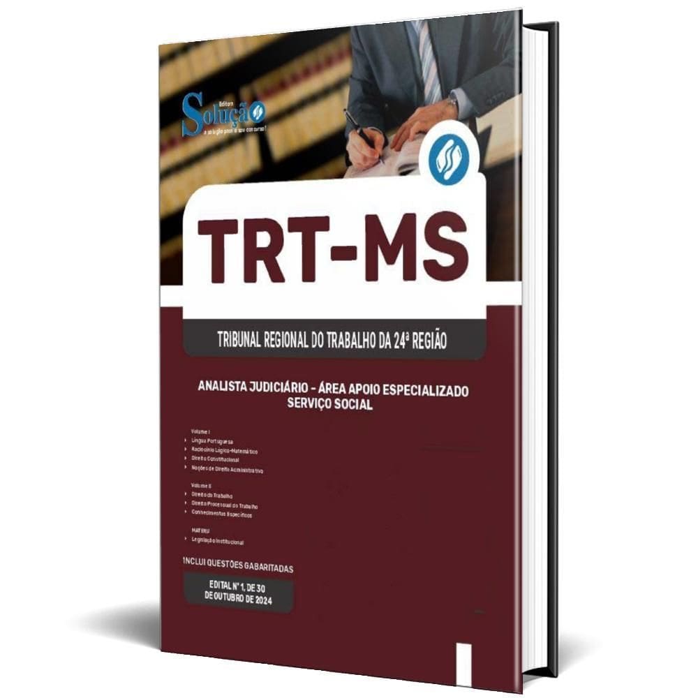 Apostila Trt Ms 2025 Analista Judiciário Área Apoio