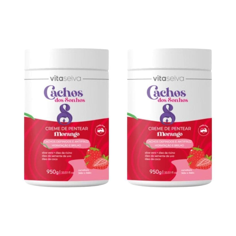 Creme Para Pentear Vita Seiva 950G Morango - Kit Com 2Un