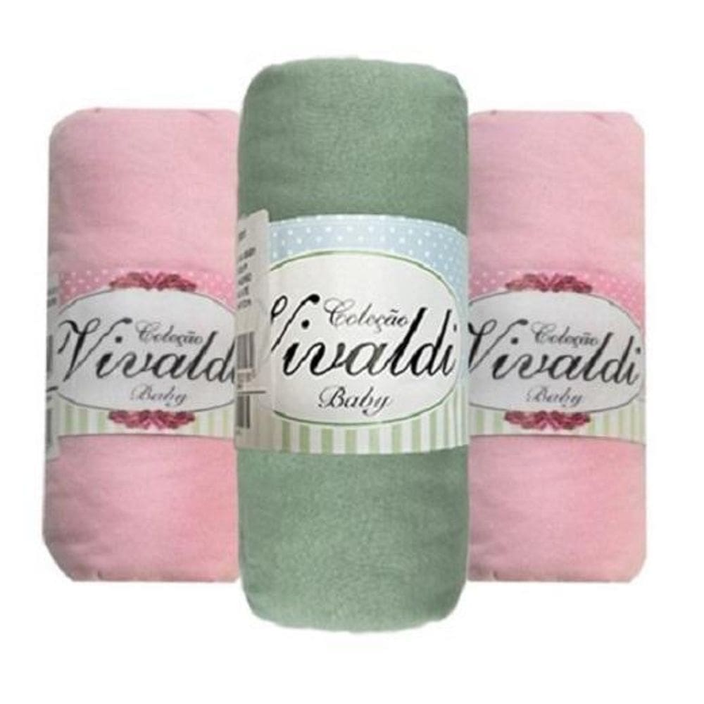 3 Lençol De Berço Com Elástico Malha 2 Rosas 1 Verde