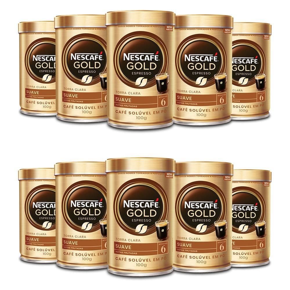 Café Solúvel Nescafé Gold Espresso Suave Kit 10 Latas 100G