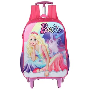 Mochila Barbie Meninas Unicórnio Princesa Rodinhas Rosa
