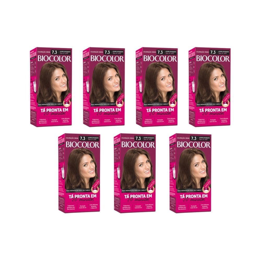 Coloraçao Biocolor Creme 7.3 Louro Dourado - Kit Com 7Un