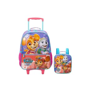 Kit Patrulha Canina P Skye Mochila Rodas + Lancheira