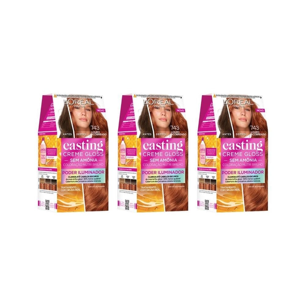 Coloraçao Casting Gloss 743 Louro Acobreado - Kit C/3Un