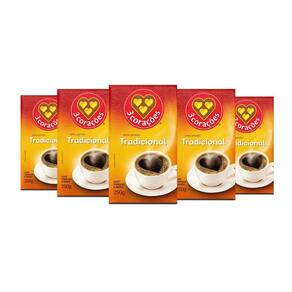 Café 3 Corações Tradicional A Vácuo Kit 5 Pacotes De 250G