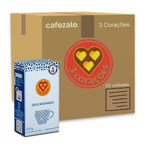 Café 3 Corações Descafeinado A Vácuo Kit 20 Pacotes De 250G