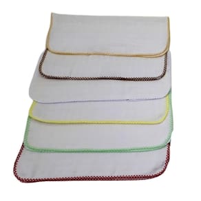 Kit 10 Fralda Boca Quadriculada 33X33 Com Crochê Neutro