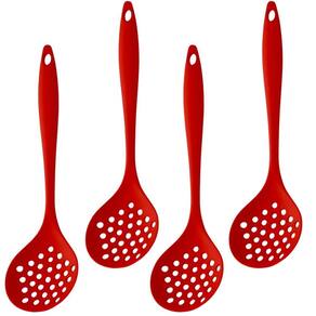 Escumadeira De Silicone Vermelha Grande Kit 04 Un