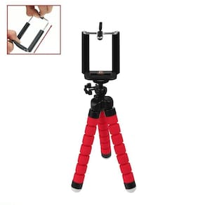 Mini Tripé De Mesa Flexível 360 Suporte Smartphone Vermelho