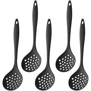 Escumadeira De Silicone Preta Grande Kit 05 Un