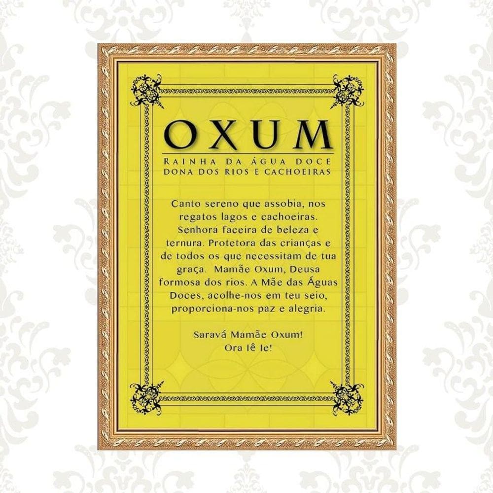 Quadro Moldura Dourada Oração Oxum 45X34Cm