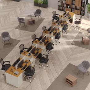 Estação de Trabalho 12 Lugares Office Smart 12 Mesas 10 Armários 2 Aparador