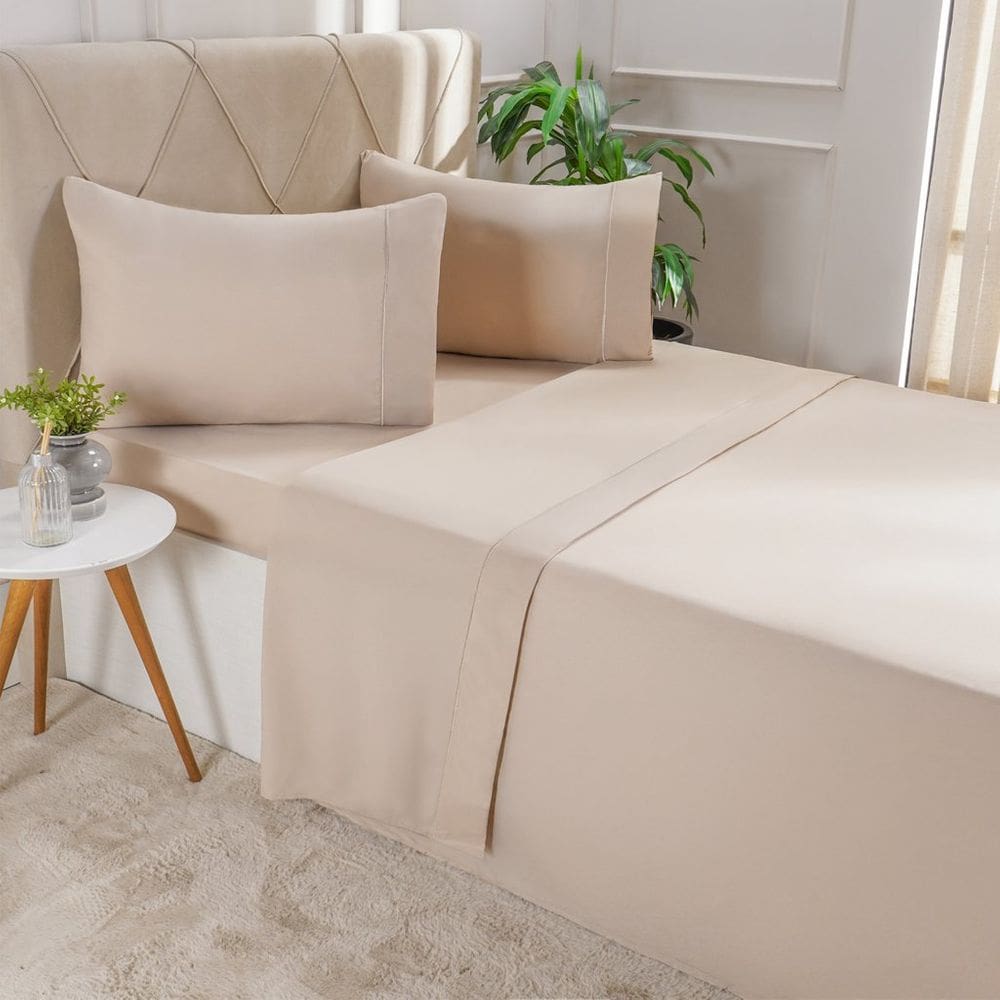 Jogo de Cama King Serenitá 4 Pçs Bordado Festonê 193x203x40cm