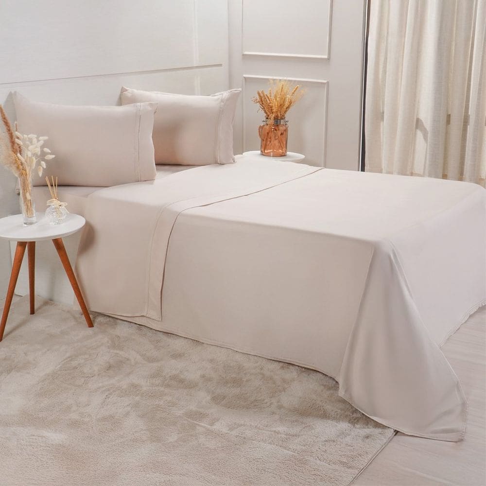 Jogo de Cama Solteiro Serenitá 3 Pçs Bordado Festonê 88x188x30cm