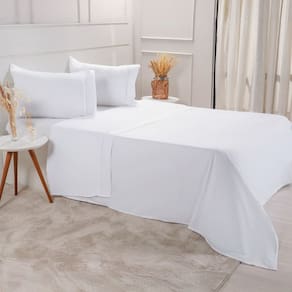 Jogo de Cama Queen Serenitá 4 Pçs Bordado Festonê 158x198x35cm