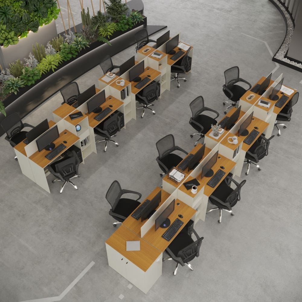 Estação de Trabalho 16 Lugares Office Smart 16 Mesas 12 Armários 1 Aparador