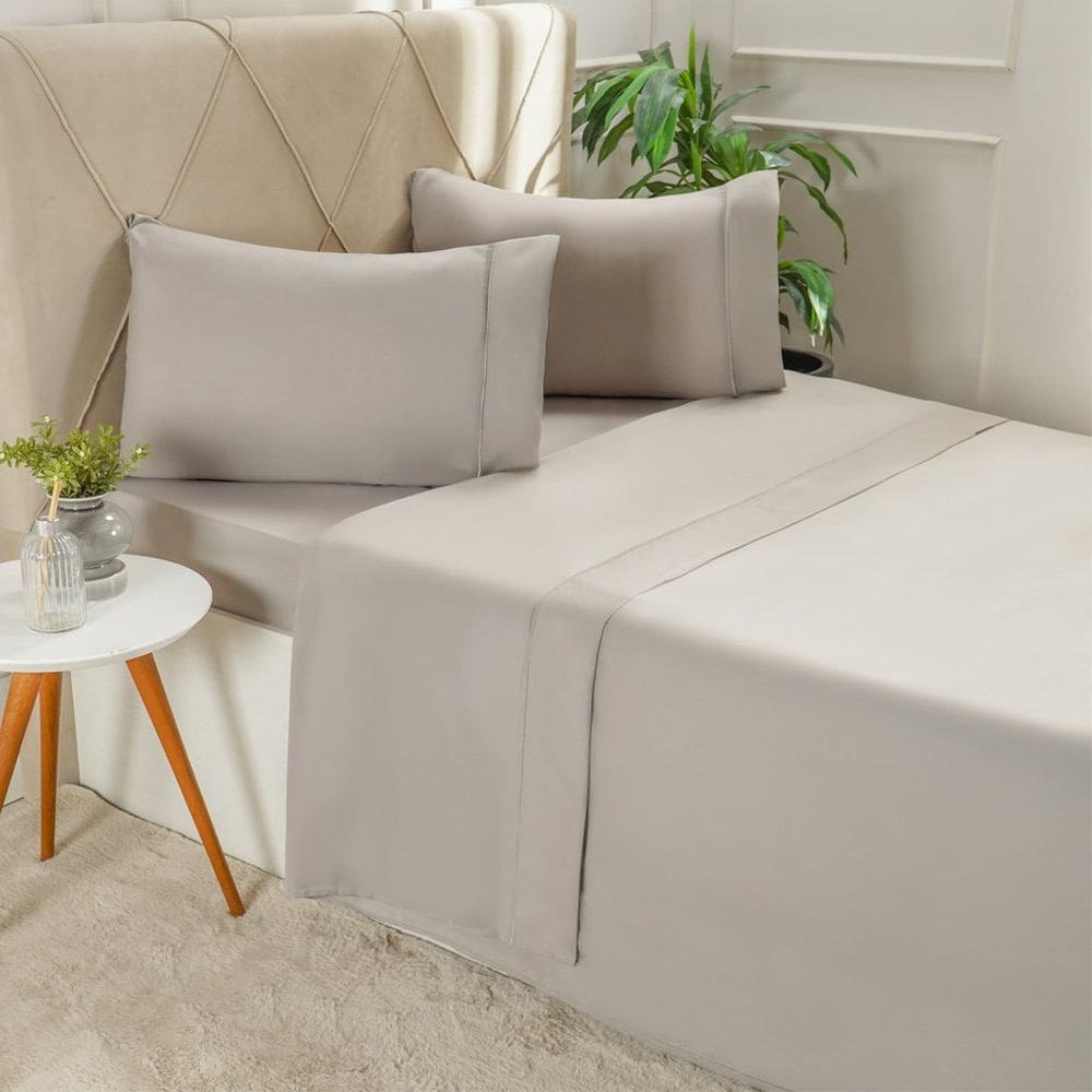 Jogo de Cama King Serenitá 4 Pçs Bordado Festonê 193x203x40cm