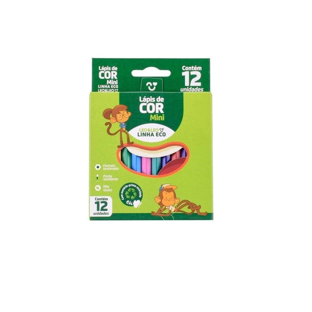 Kit 30Cxs Mini Lápis De Cor Sextavado Linha Eco 12 Cores