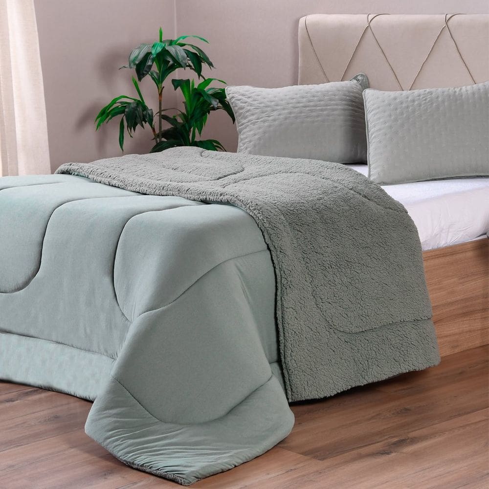 Coberdrom Duetto Tinto Queen Malha 100% Algodão 220x230cm