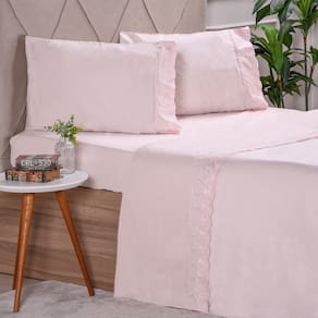Jogo de Cama Queen 4 Pçs Broderie Bordado Inglês