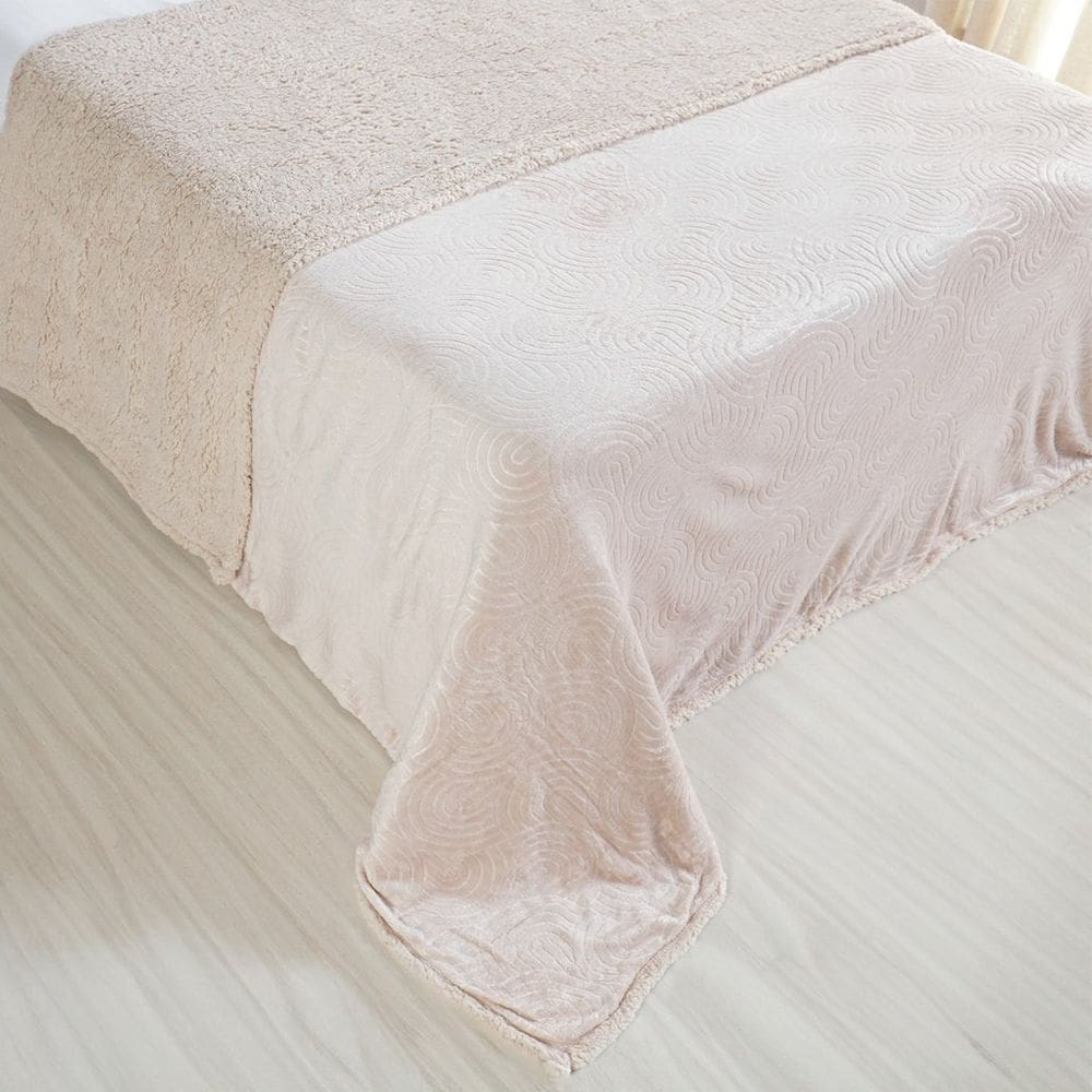 Manta Sherpa Realce Queen Dupla Face 220x240cm