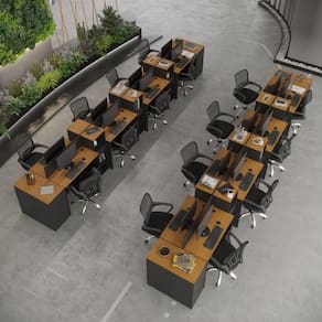 Estação de Trabalho 16 Lugares Office Smart 16 Mesas 12 Armários 4 Aparador