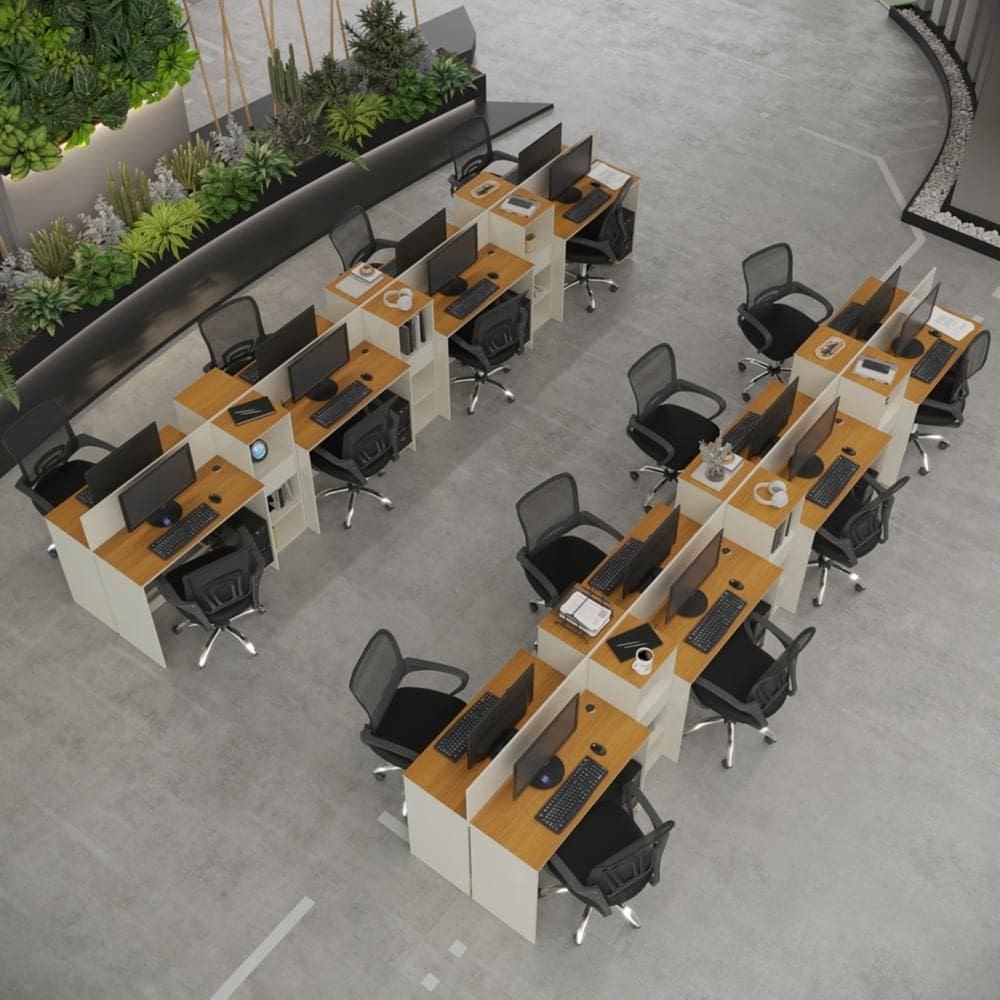 Estação de Trabalho 16 Lugares Smart Office 16 Mesas 12 Armários Livreiro