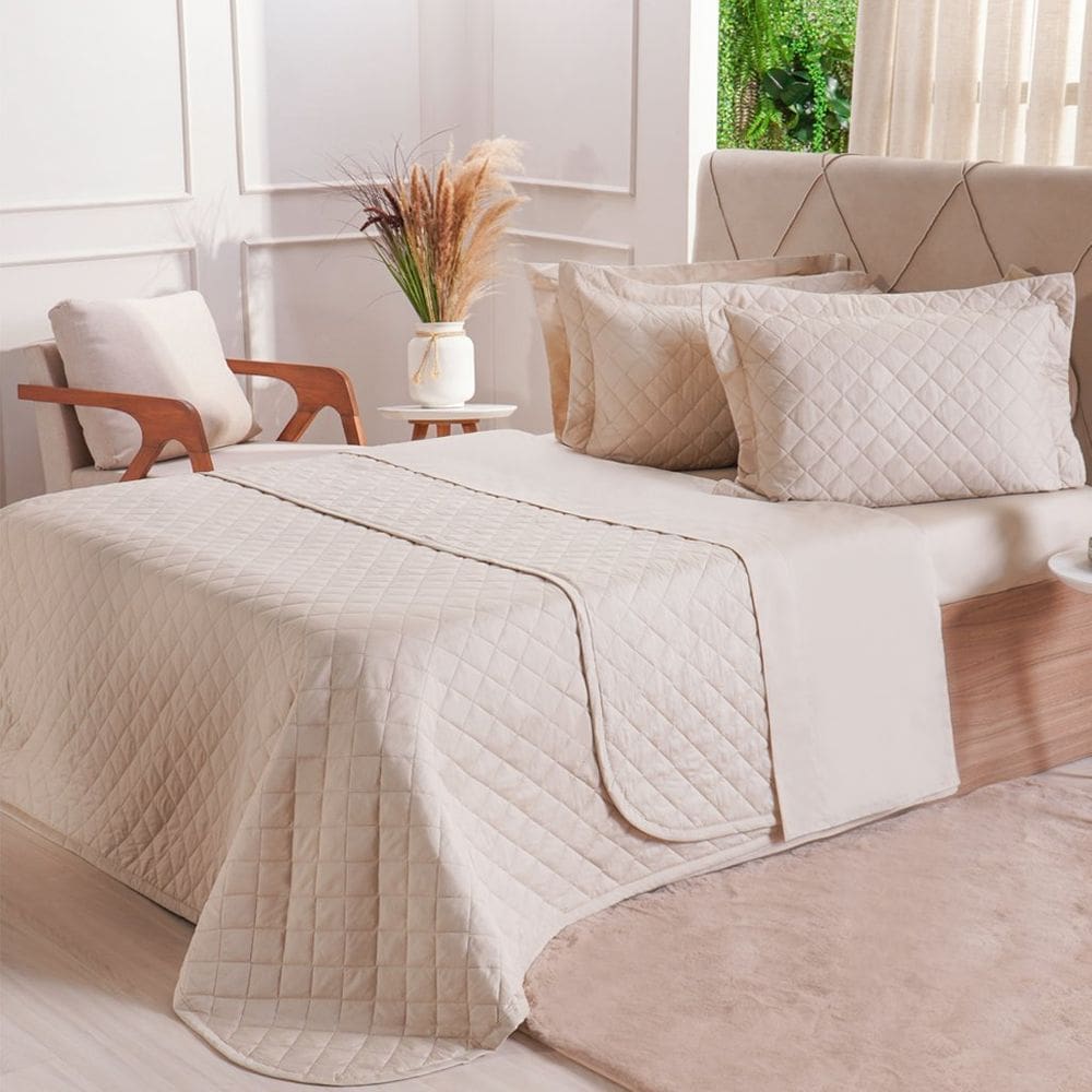 Kit Colcha Queen 200 Fios Lisa 240x260cm