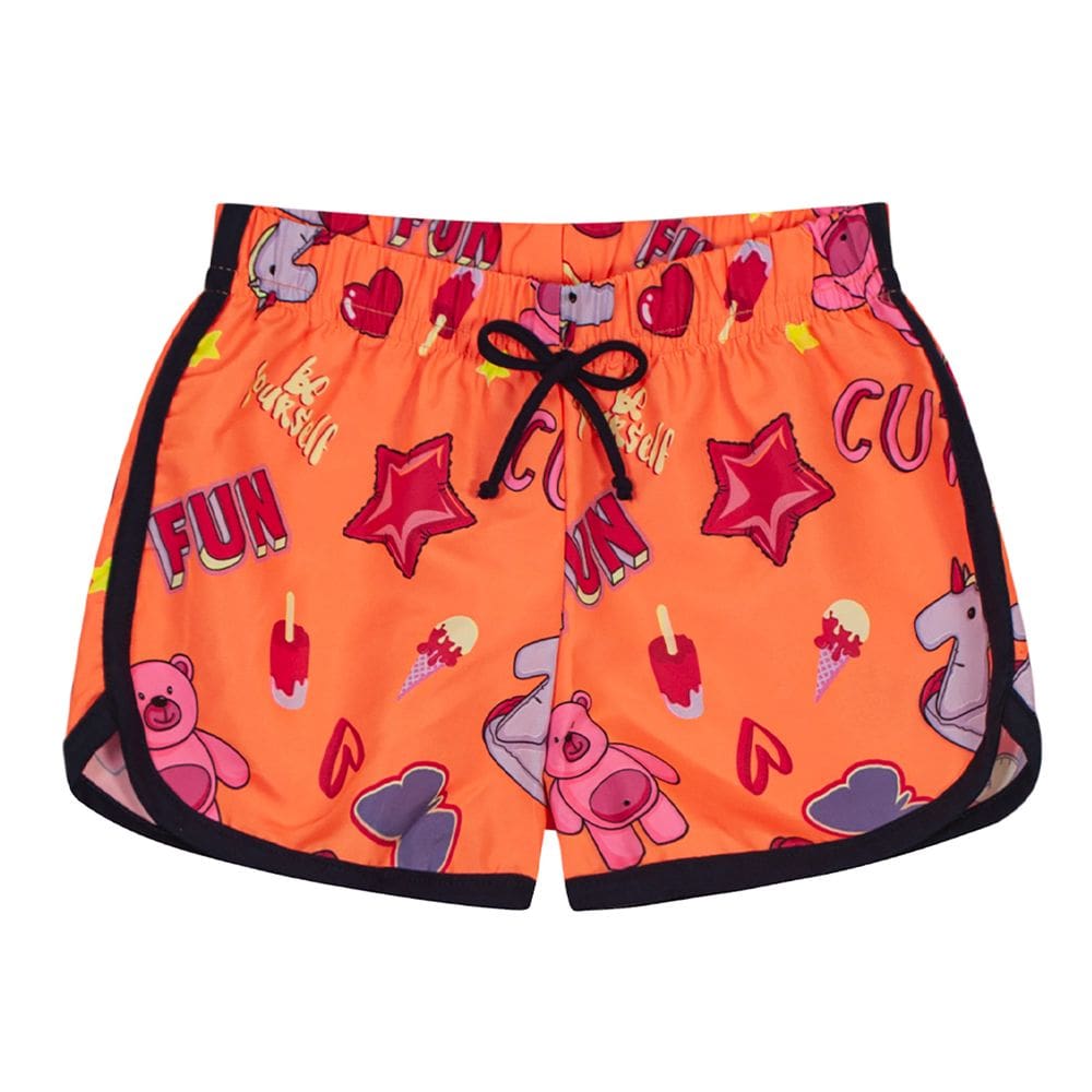 Shorts em microfibra infantil menina Brandili Laranja