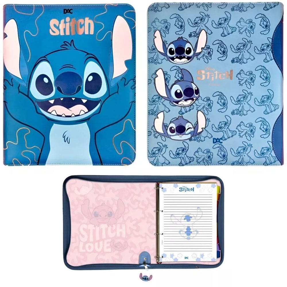 Fichário Argolado Universitário Stitch - Ziper - 4827 - Dac