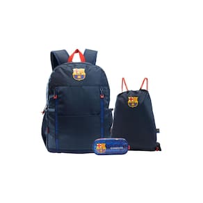 Kit Mochila De Costas + Estojo Simples + Saco Barcelona