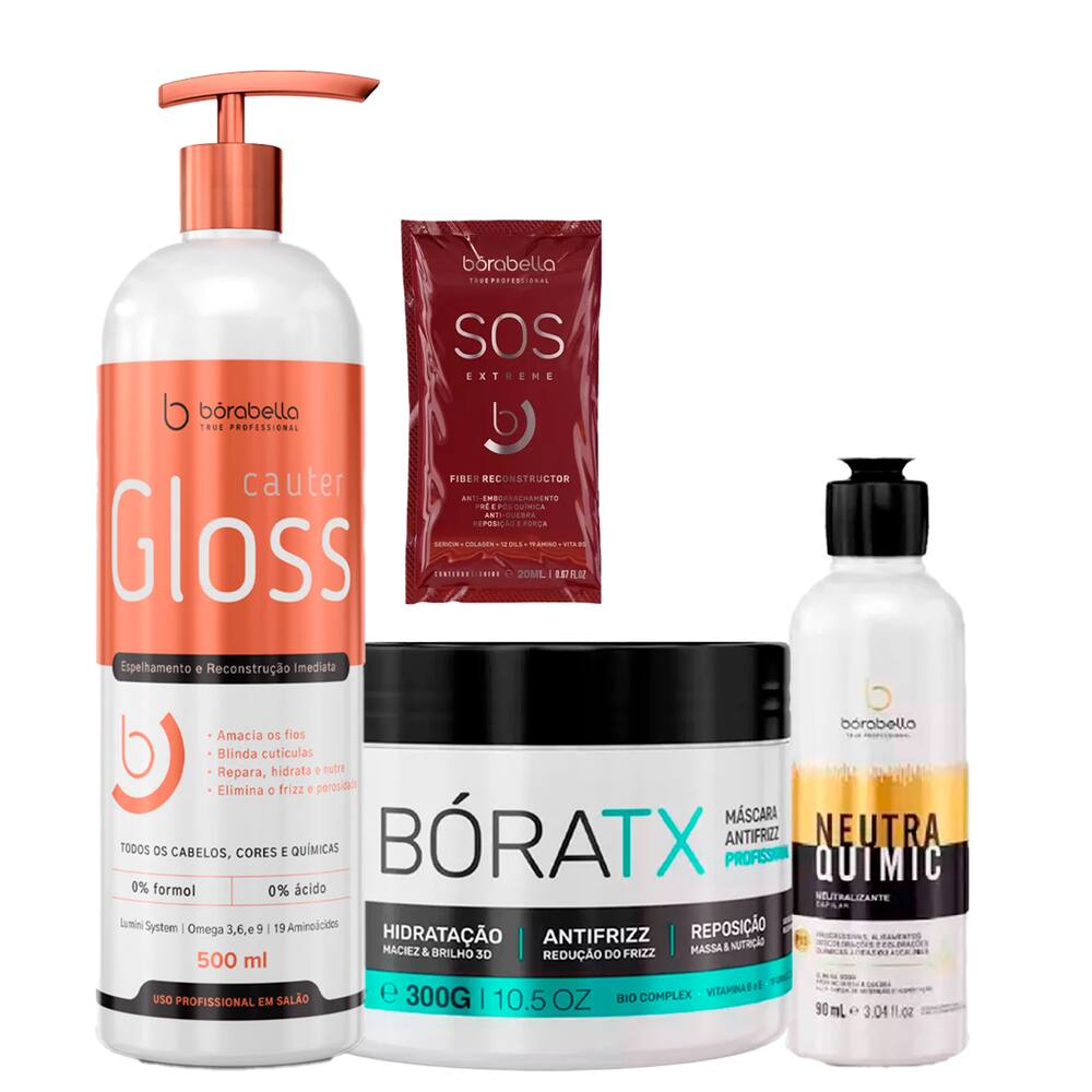 Kit Tratamento CauterGloss, NeutraQuimic e Bóratx Bórabella
